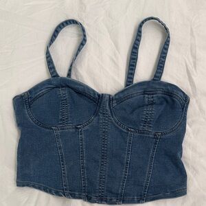 No Boundaries Denim Blue Crop Top